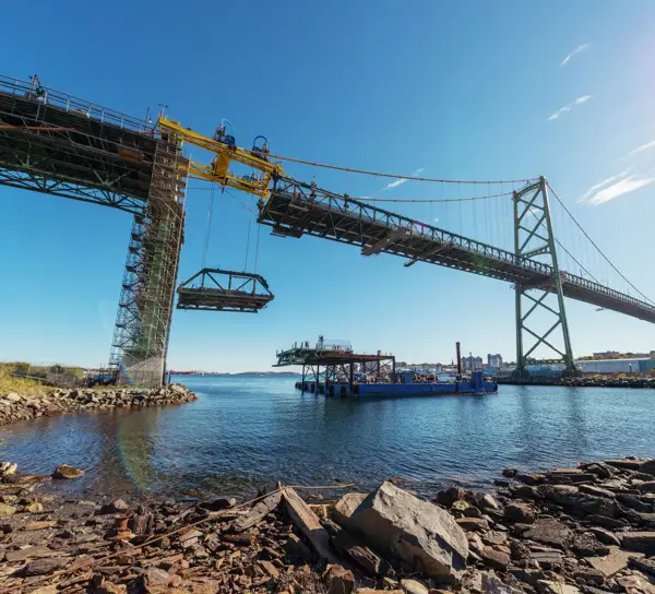 Bridge redecking civil construction over water